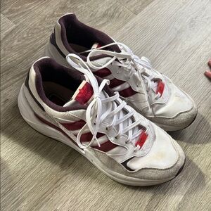 adidas White and Burgundy Athletic Sneakers